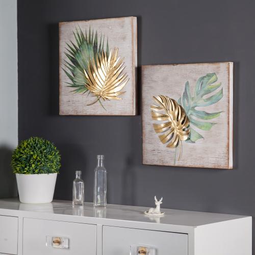 Set of 2 Leaf Wall Plaque. Picture 4