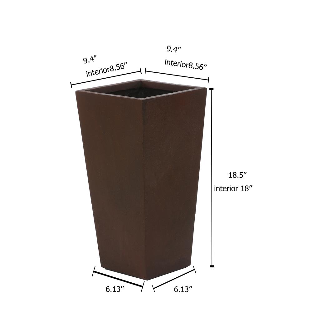 Rustic Brown MgO 18.5in. H Tall Tapered Planter. Picture 10