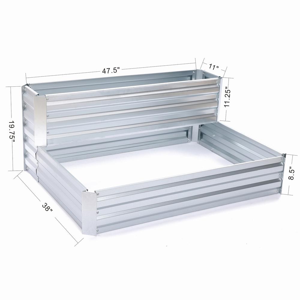 2-Tier Rectangular Galvanized Steel Raised Garden Bed. Picture 10