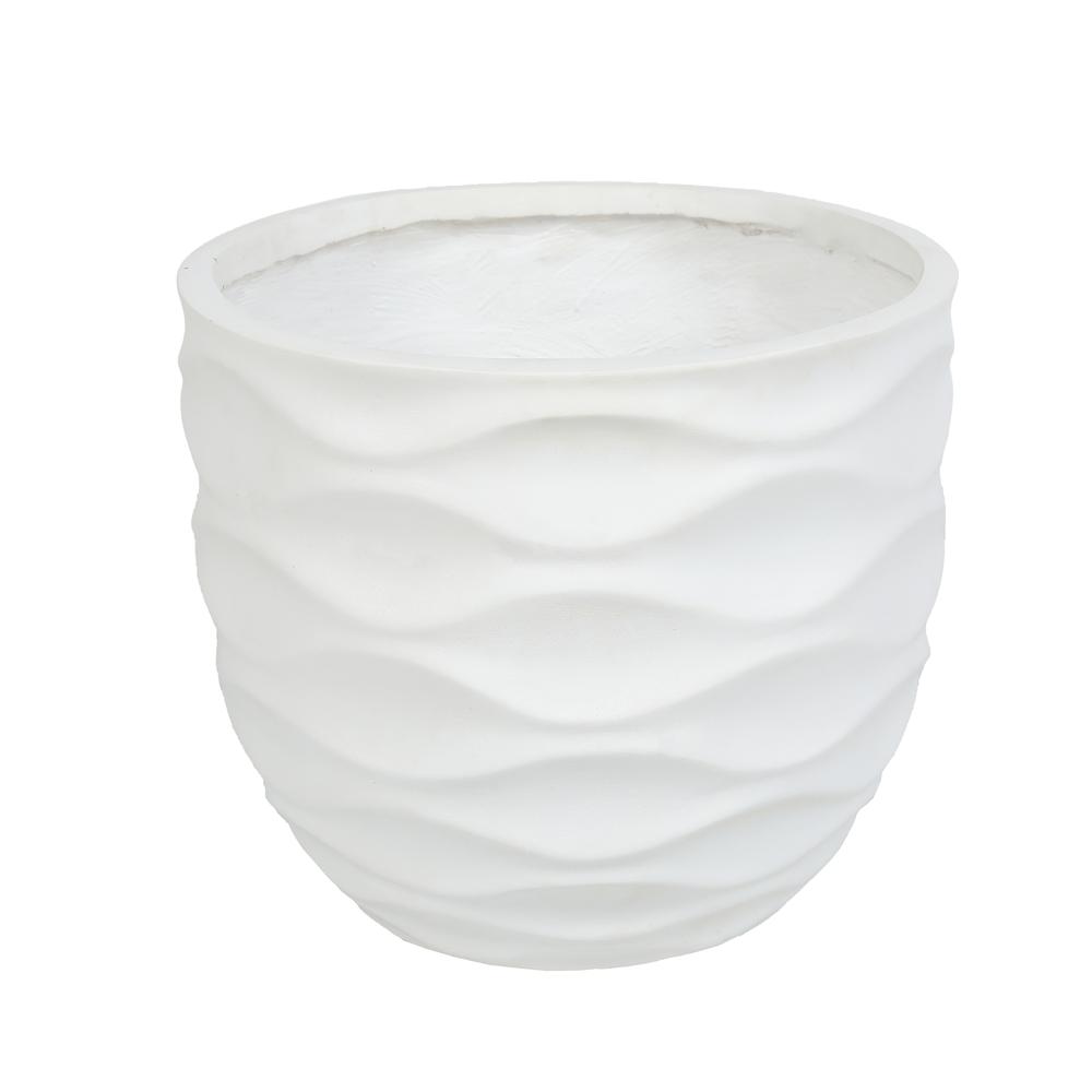 White Wavy Design Planter. Picture 1