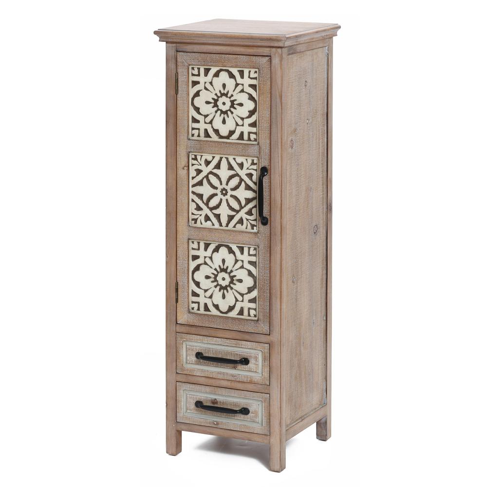 48" Tower Wood 2-Drawer 1-Door Storage Cabinet. Picture 3