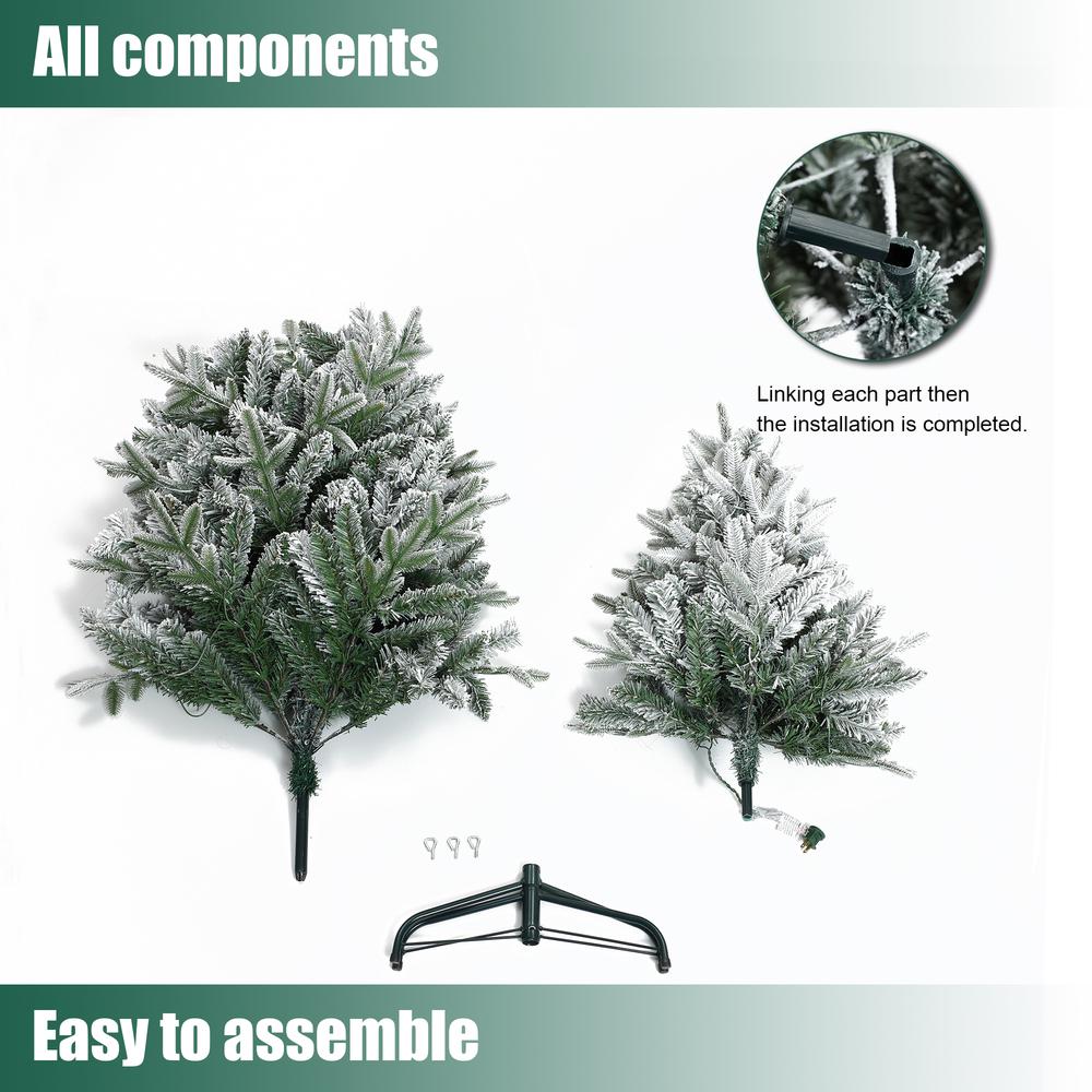 5Ft Pre-Lit Full Artificial Flocked Christmas Tree. Picture 10