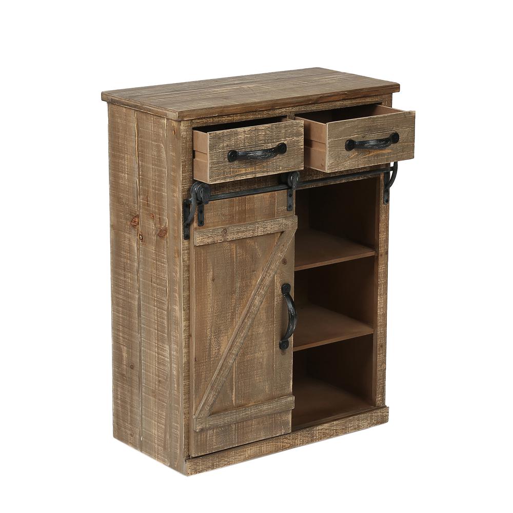 Rustic Wood Sliding Barn Door Storage Cabinet. Picture 6
