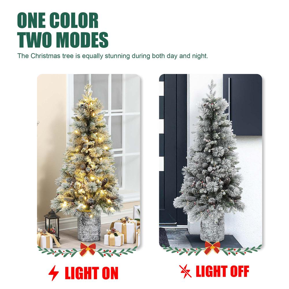 4Ft Pre-Lit Green Flocked Potted Artificial Christmas Tree. Picture 13