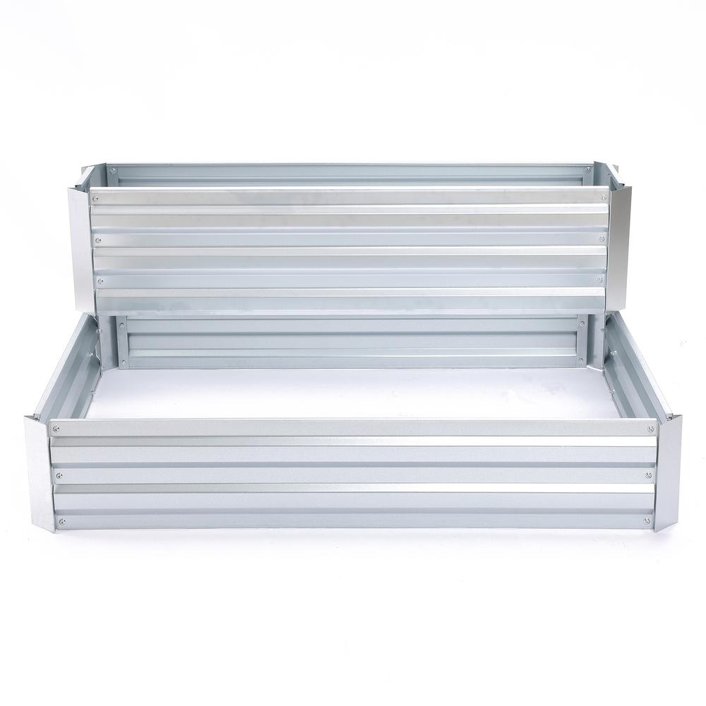 2-Tier Rectangular Galvanized Steel Raised Garden Bed. Picture 1
