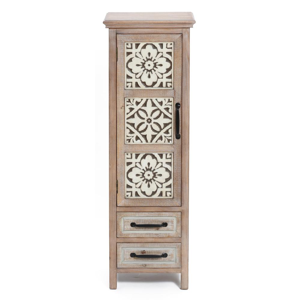 48" Tower Wood 2-Drawer 1-Door Storage Cabinet. Picture 1