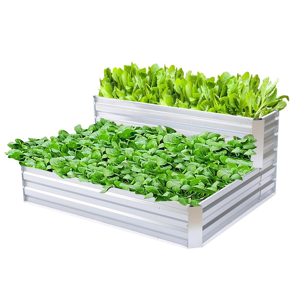 2-Tier Rectangular Galvanized Steel Raised Garden Bed. Picture 4