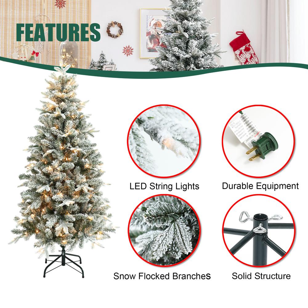 5Ft Pre-Lit Full Artificial Flocked Christmas Tree. Picture 11