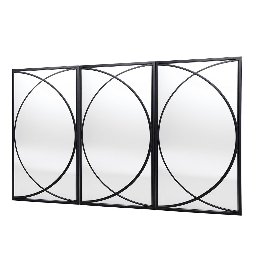 3-Piece Black Metal Rectangular Wall Mirror Set. Picture 9