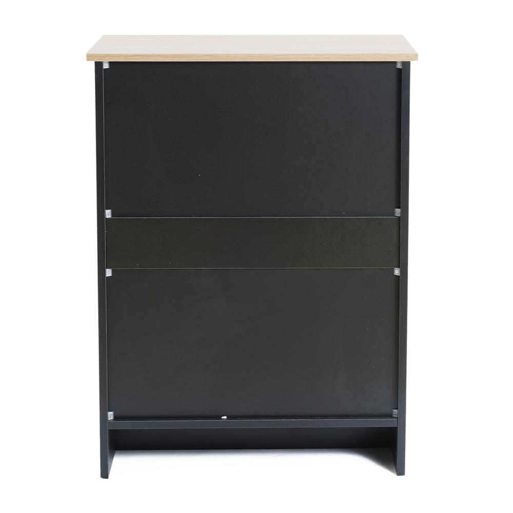 Black and Brown Wood 3-Drawer Rattan Chest. Picture 7