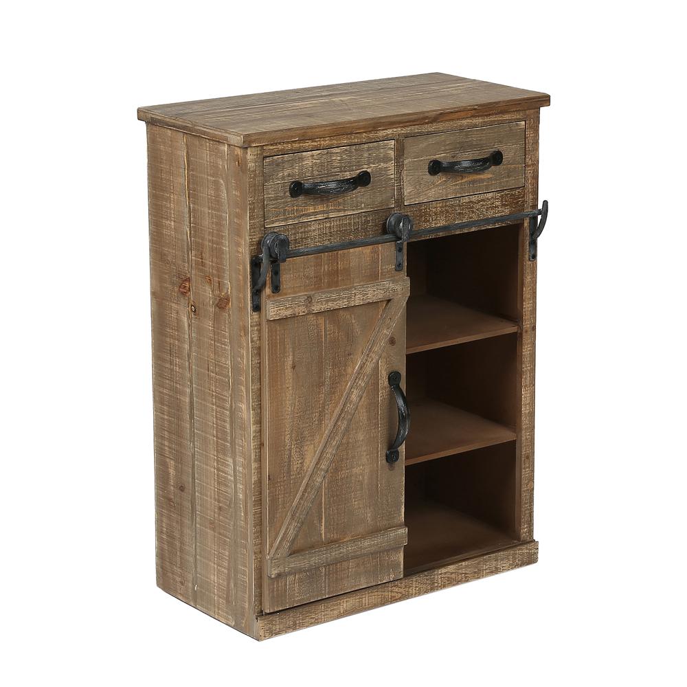 Rustic Wood Sliding Barn Door Storage Cabinet. Picture 5