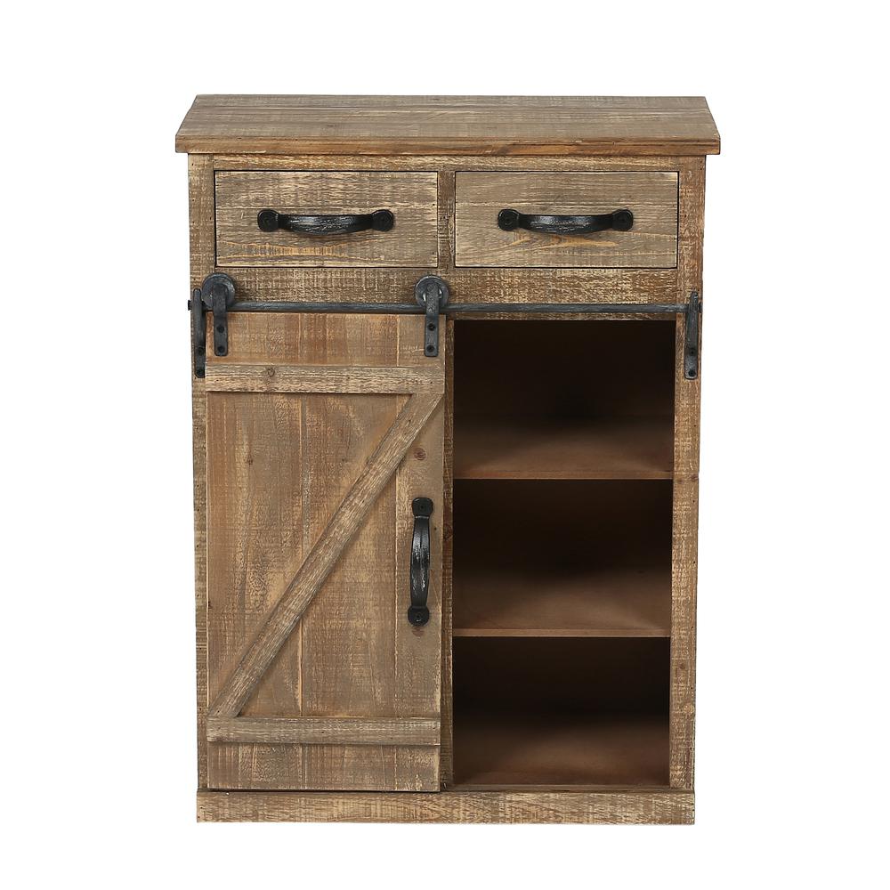Rustic Wood Sliding Barn Door Storage Cabinet. Picture 1