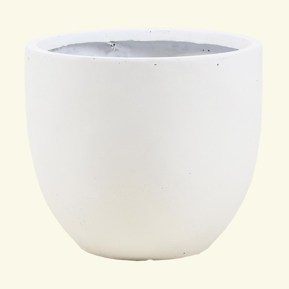 White MgO Round 12.2in. H Outdoor Planter. Picture 1