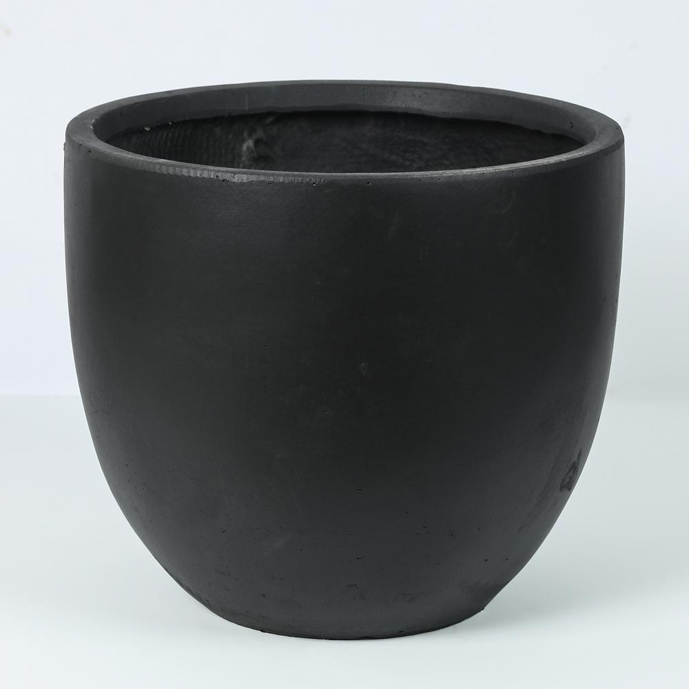 Black MgO Round 12.2in. H Outdoor Planter. Picture 1