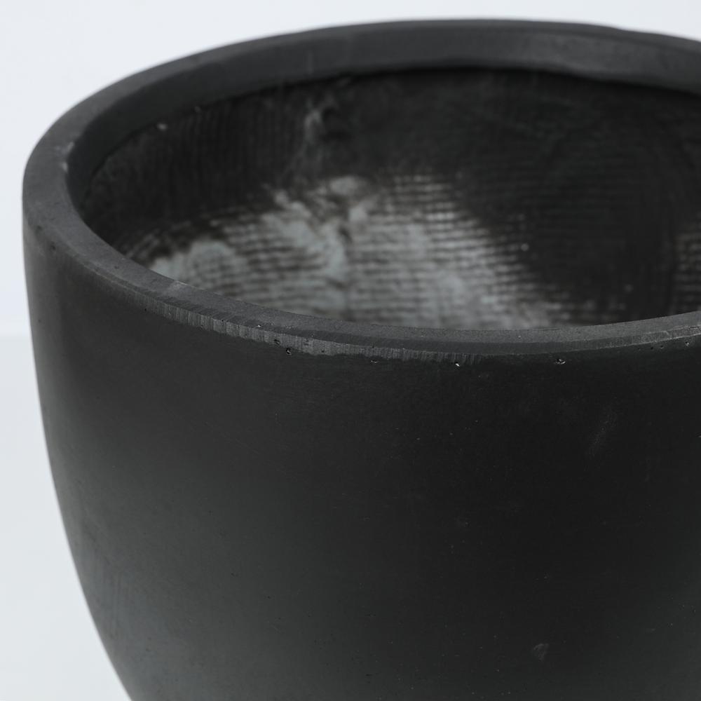 Black MgO Round 12.2in. H Outdoor Planter. Picture 2