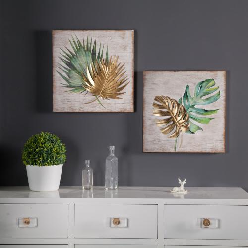 Set of 2 Leaf Wall Plaque. Picture 2