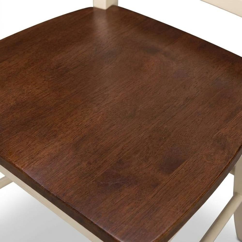 Merlot-Buttermilk Finish Distressed Side Chair in Solid Rubberwood. Picture 5