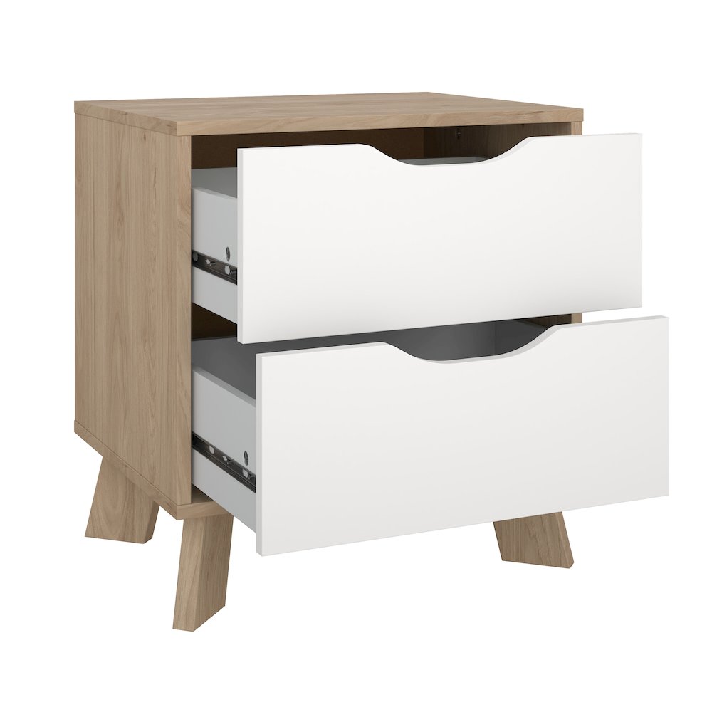 Ikast 2 Drawer Nightstand, Jackson Hickory/White. Picture 7