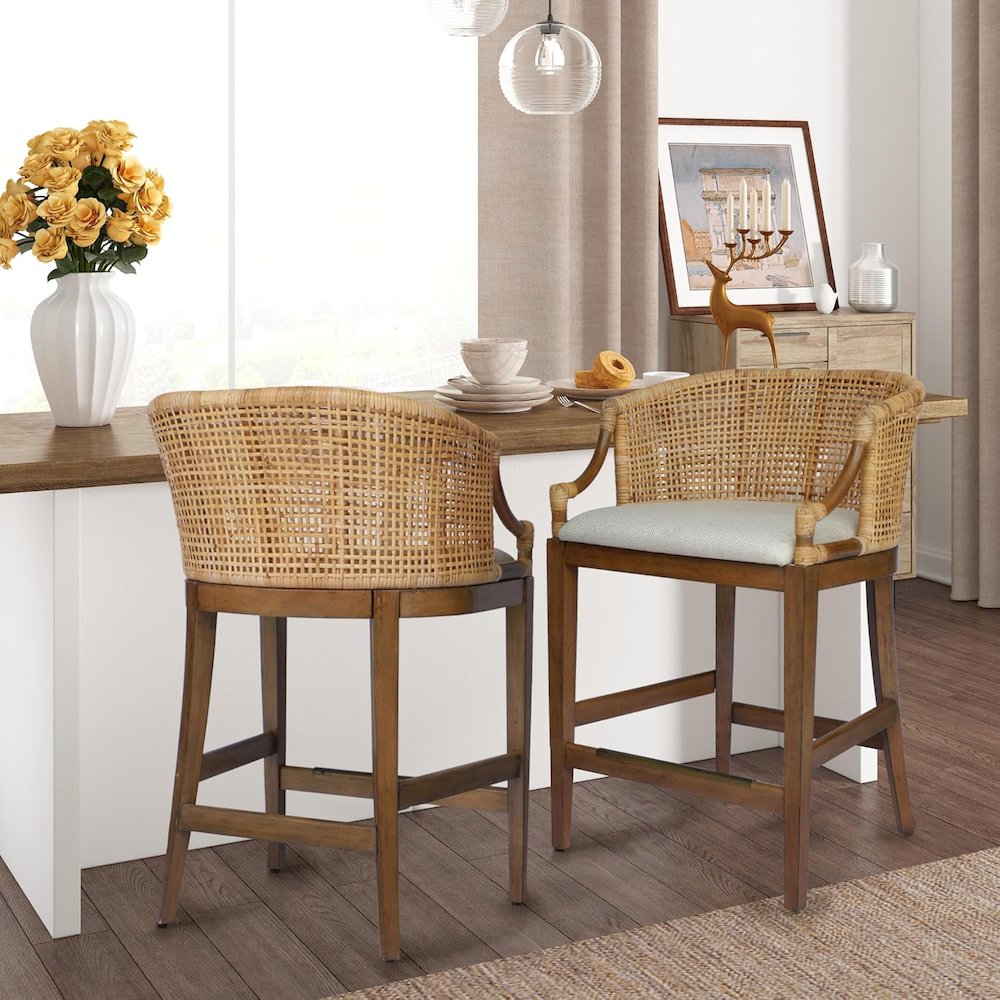 Handcrafted Rattan Counter Stool 25" H. Picture 2