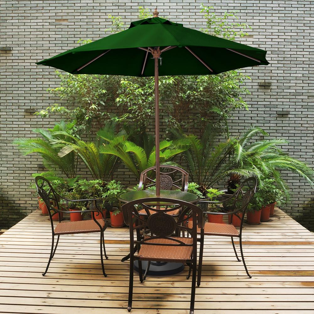 9-Foot Wood-Grained Steel Market Patio Umbrella. Picture 2
