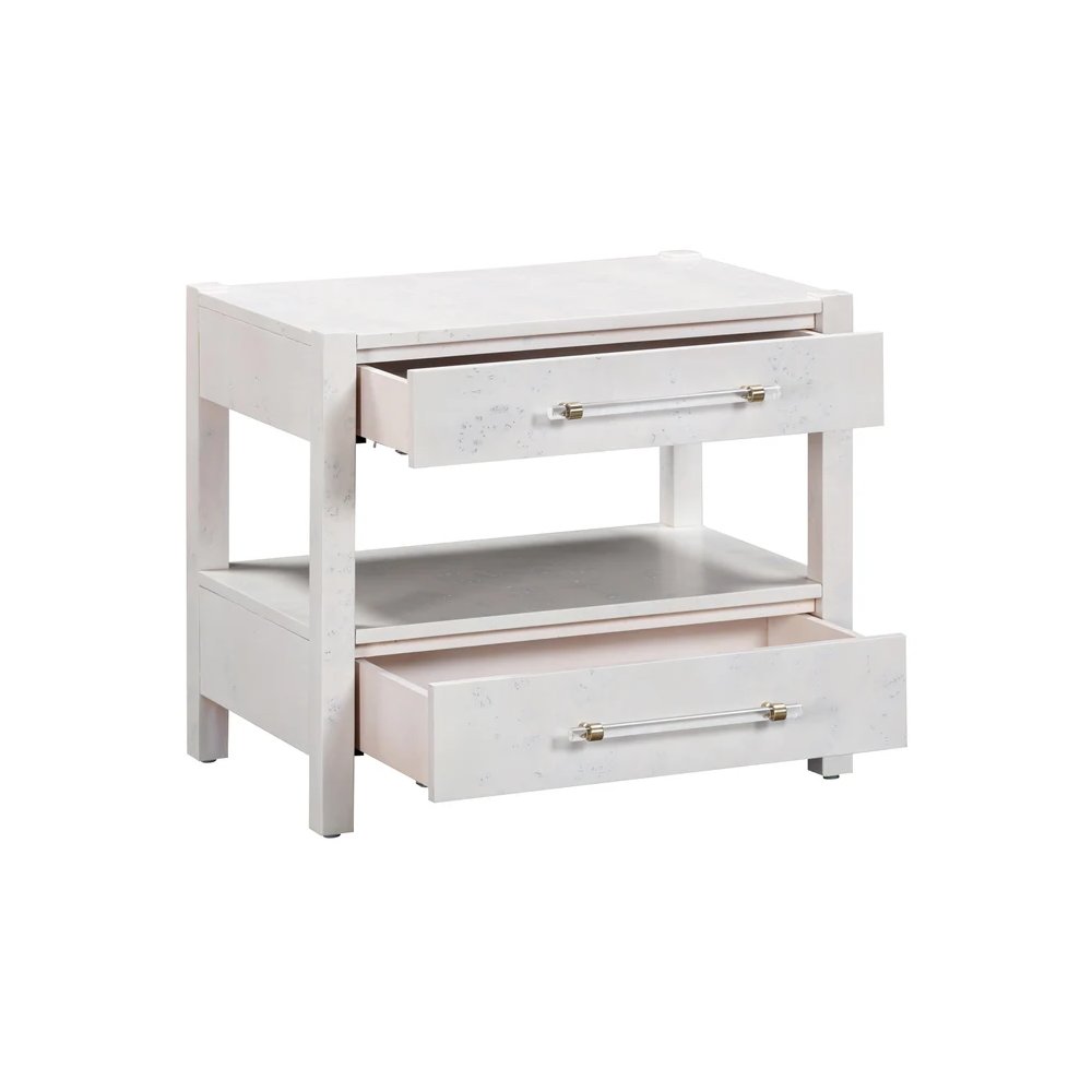Brandyss White Burl Nightstand. Picture 3