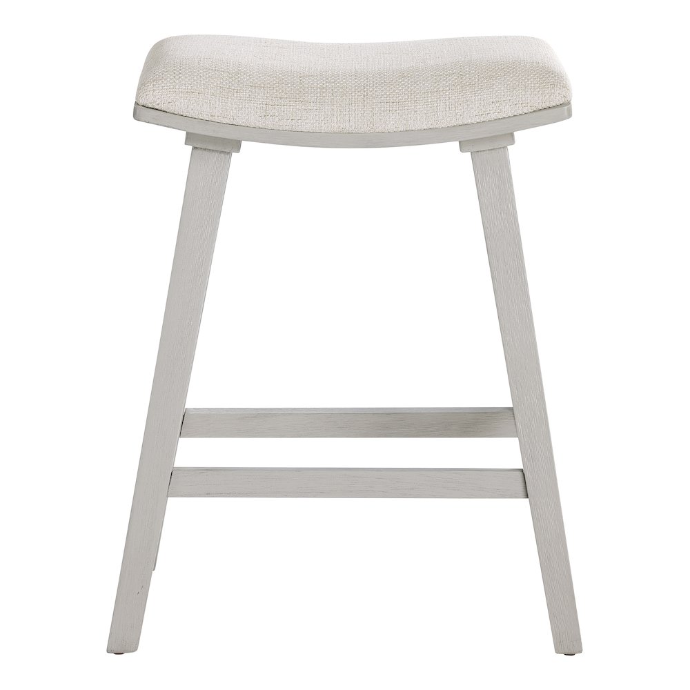 Coley 24" Saddle Stool 2-Pack With Linen Fabric Seat And White Wash Frame. Picture 4