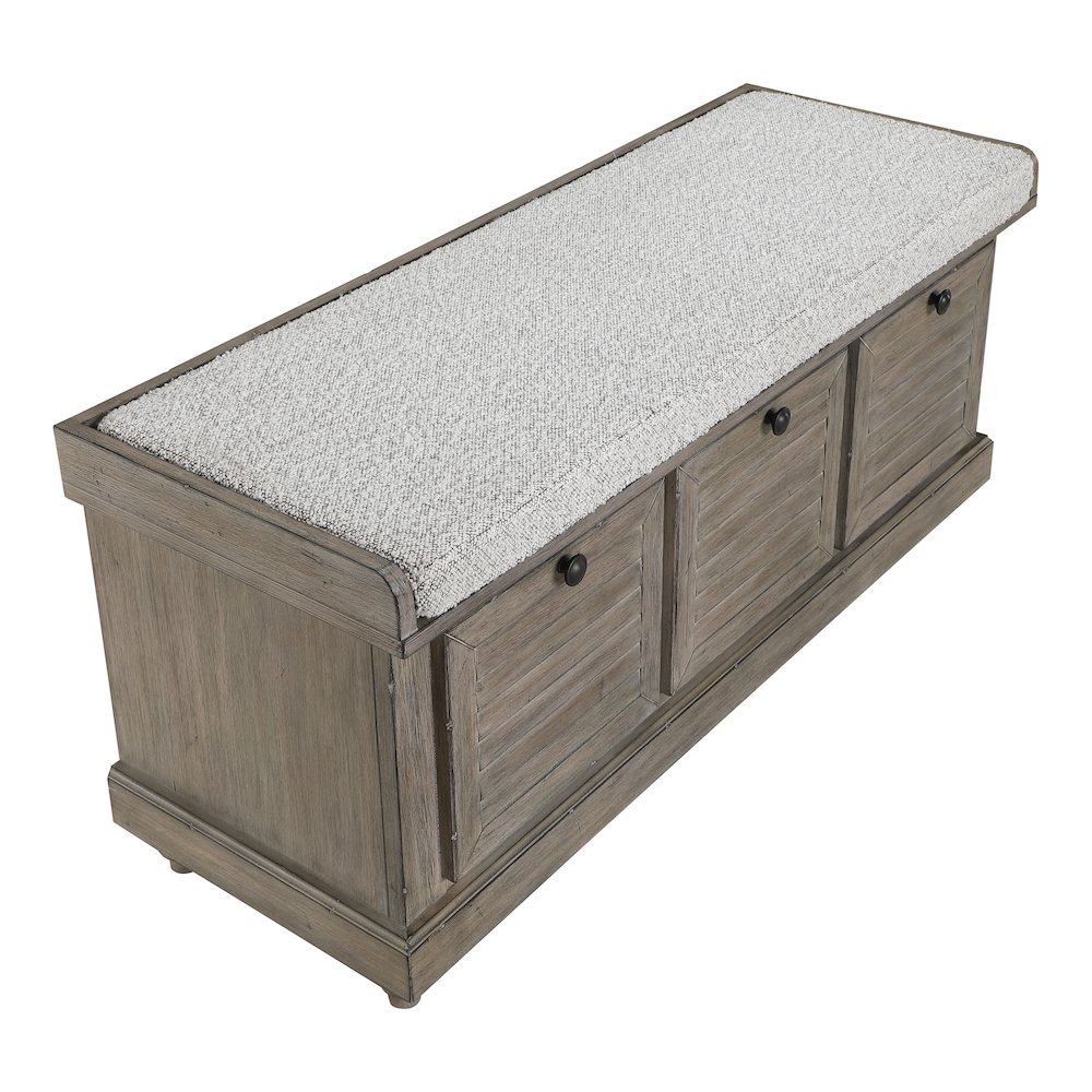 Dover Storage Bench In Goldstone Finish With Salt And Pepper Cushion Asm. Picture 2