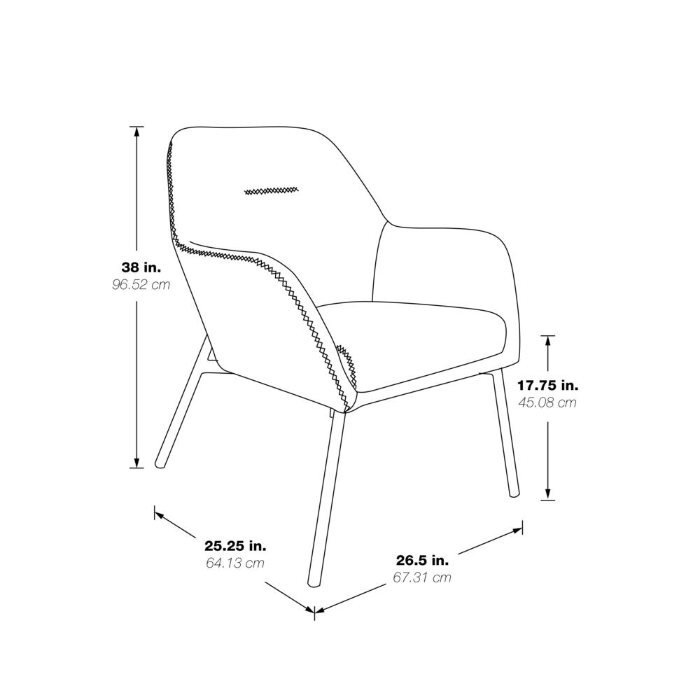 Brooks Accent Chair in Sand Faux Leather with Black Stitch and Black Legs, BRK-R43. Picture 2