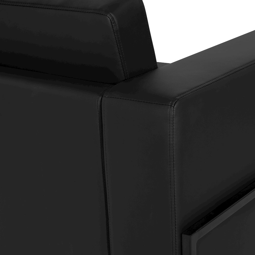 Arctic Sofa in Black Faux Leather with USB and USB-C Charging Stations. Picture 10