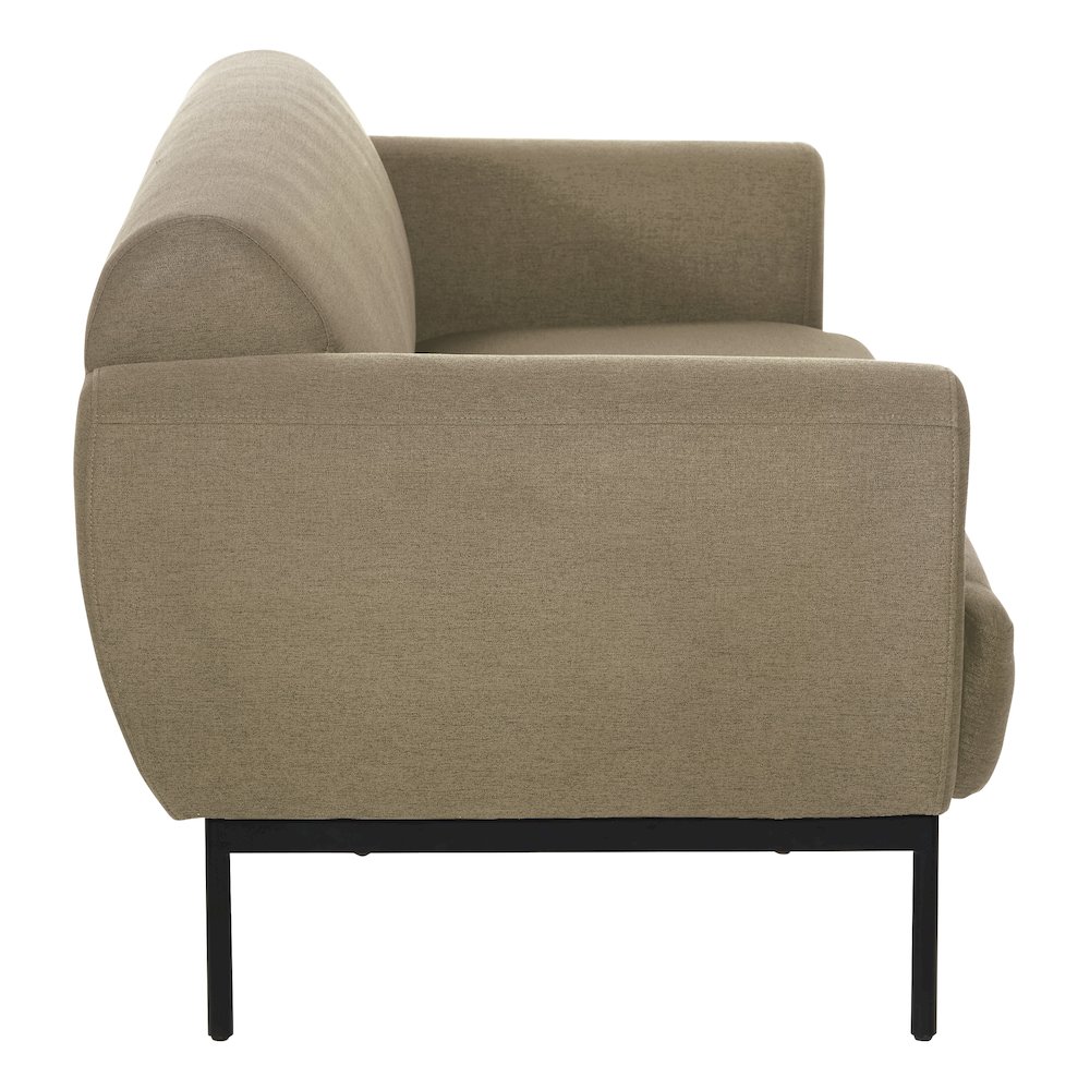 Delta Sofa in Taupe Fabric with Black Metal Legs. Picture 4