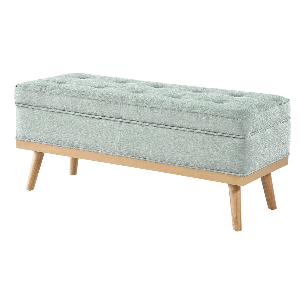 Katheryn Storage Bench in Mist Fabric with National Wood Legs. Picture 5