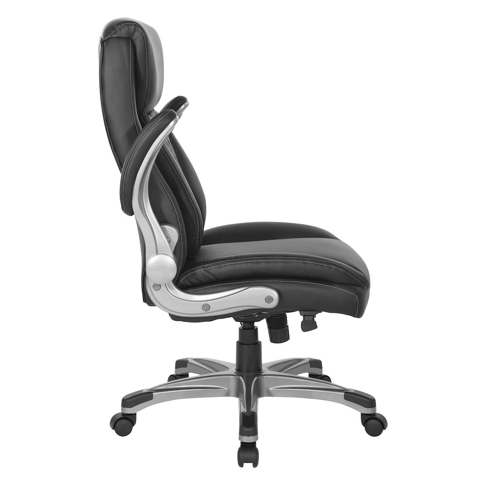 Executive Chair in Black Bonded Leather with Flip Arms. Picture 7