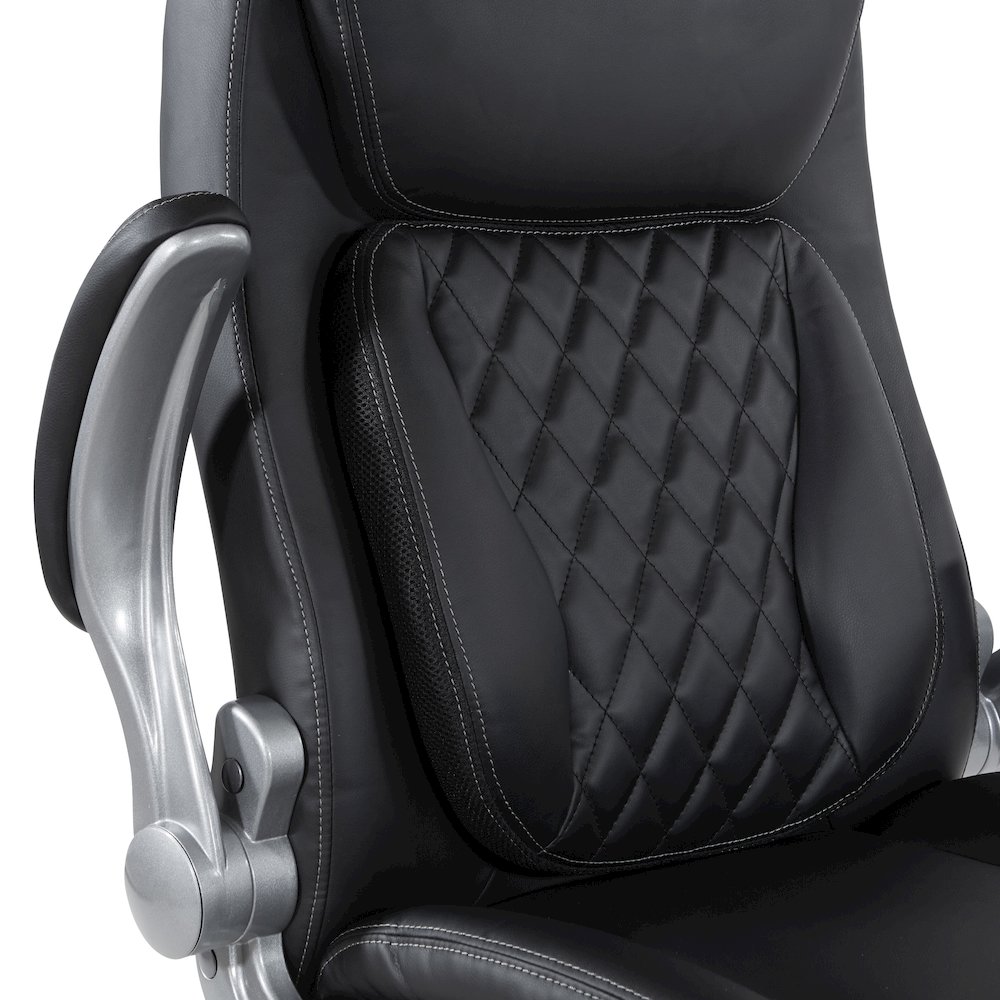 Executive Chair in Black Bonded Leather with Flip Arms. Picture 12