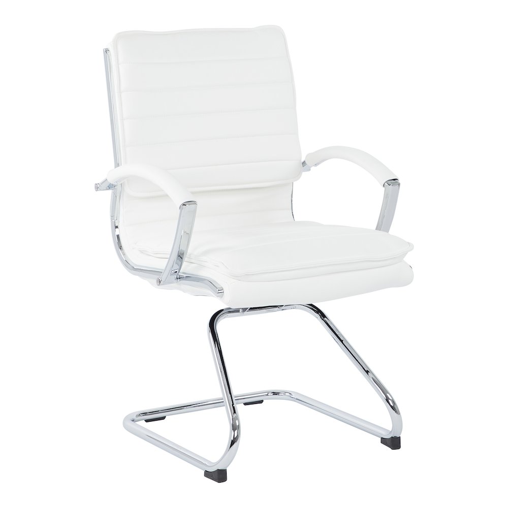 Guest Faux Leather Chair with Chrome Base and Includes Removable Arm Sleeves. Picture 3