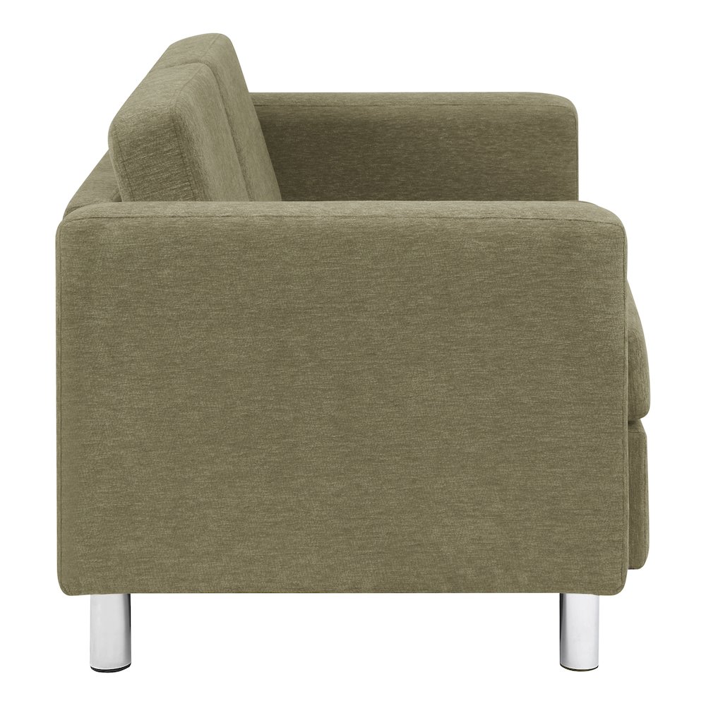 Pacific Loveseat in Sea Green Fabric with Chrome Legs. Picture 5