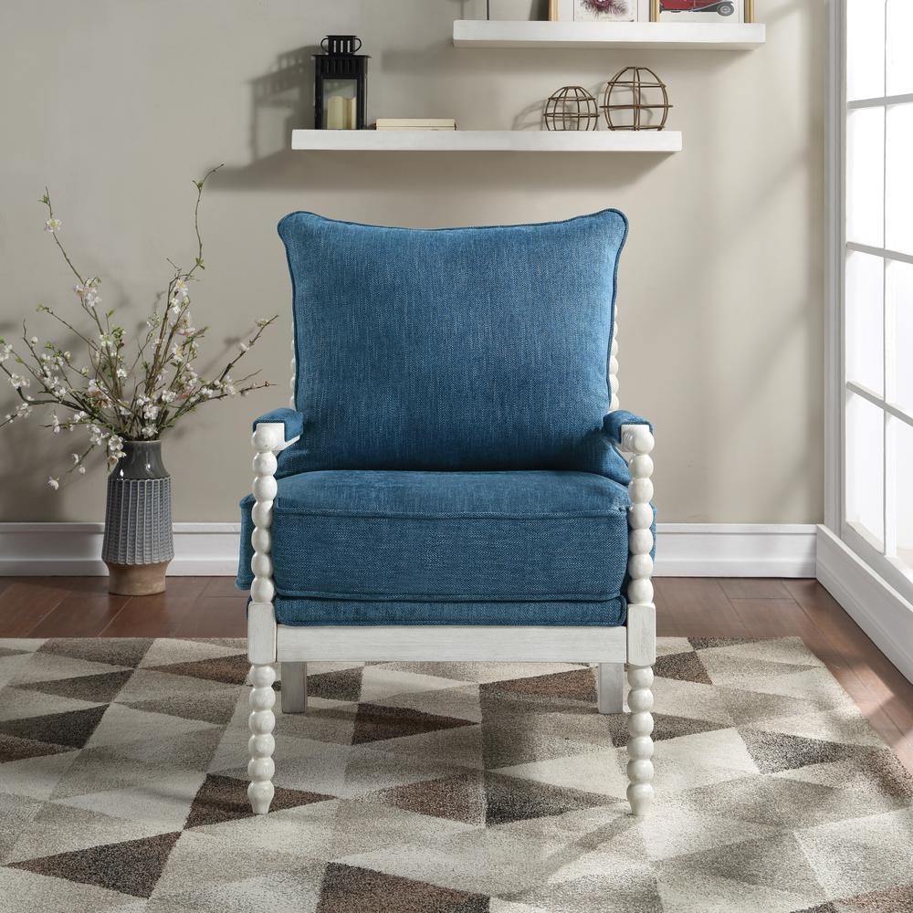 Kaylee Spindle Chair in Navy Fabric with White Frame, KLE-H16. Picture 5