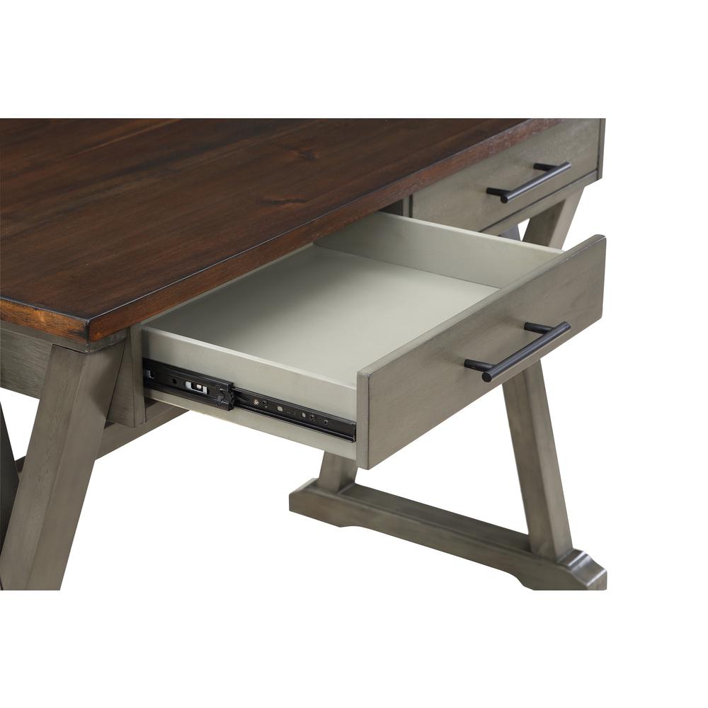 Jericho Rustic Writing Desk w/ Drawers in Slate Grey Finish. Picture 8