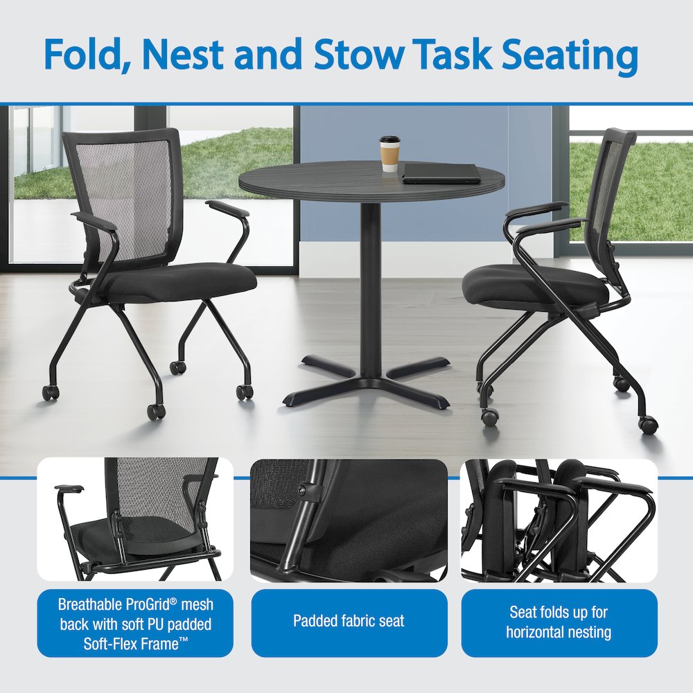 PU Padded Back Soft-Flex Frame with Breathable Progrid Mesh Back Folding Chair. Picture 13