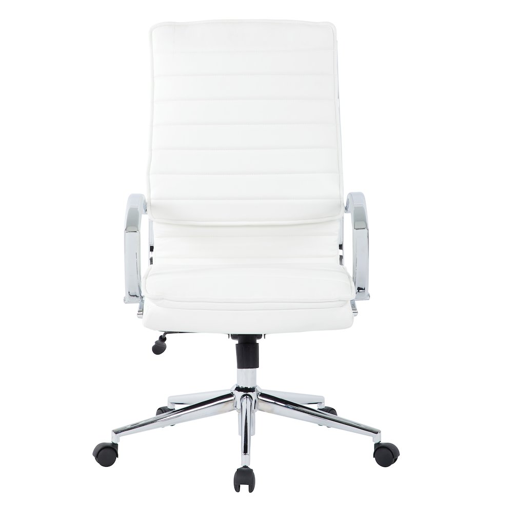 High Back Manager's Faux Leather Chair with Chrome Base, Removable Arm Sleeves. Picture 3