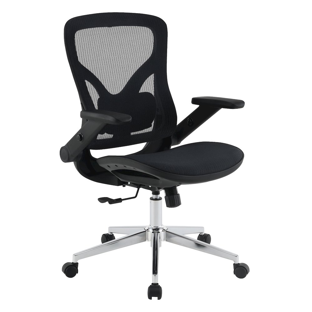 Black Matrix Seat and Back Manager’s Chair, PU-Padded Adjustable 4D Flip Arms. Picture 1