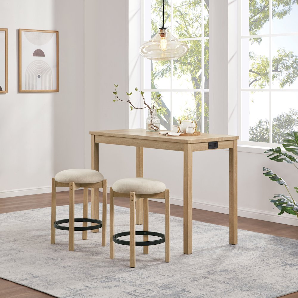 Melissa 3-PC  Counter Height Table Dining Set with Power, 2 Stools. Picture 8