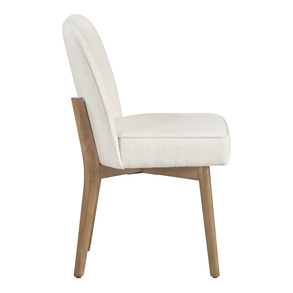 Jada Dining Chair 2-Pack in Linen Fabric with Oak Finish Wood. Picture 5