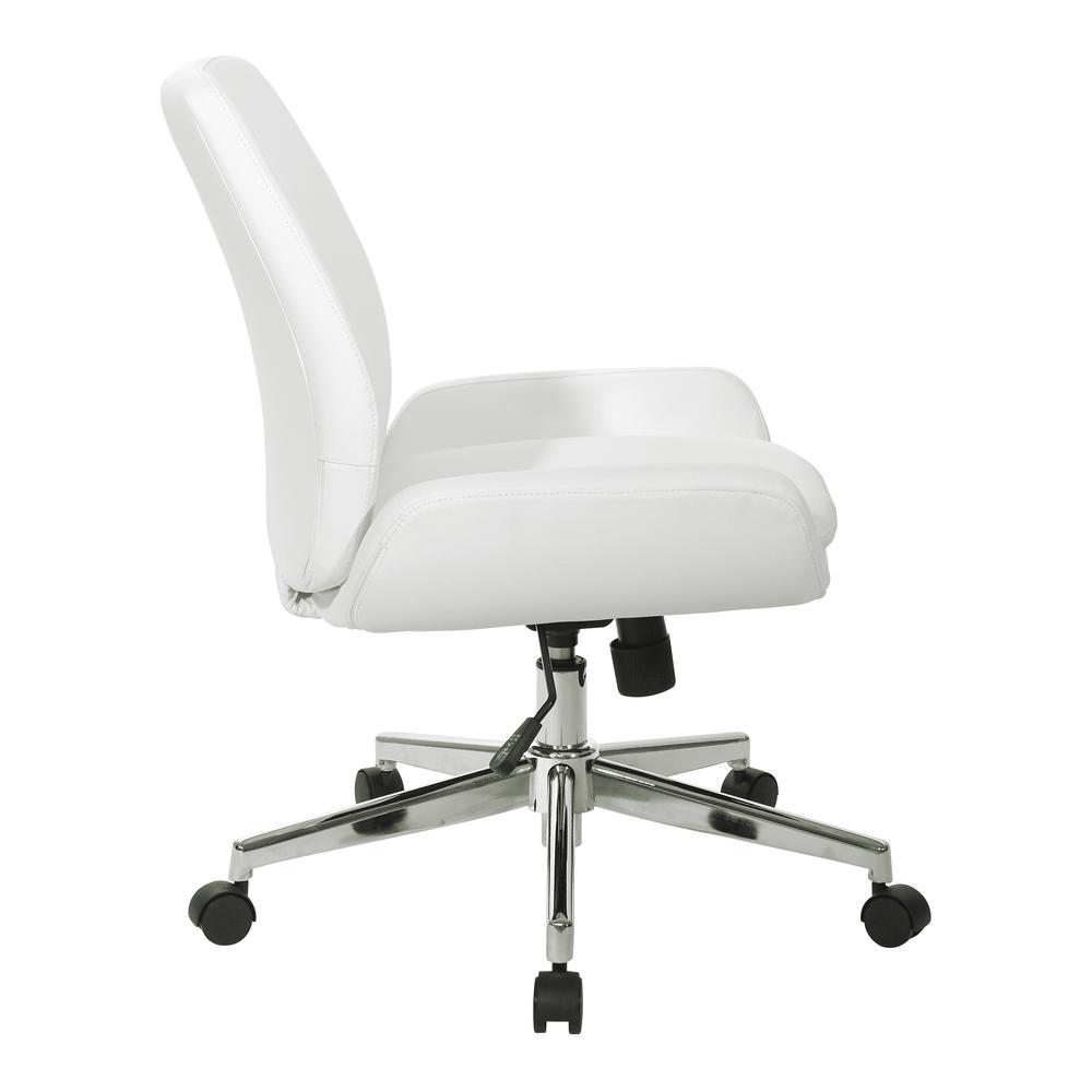 White Faux Leather Chair with Chrome Finish Base, FL61903C-U11. Picture 2