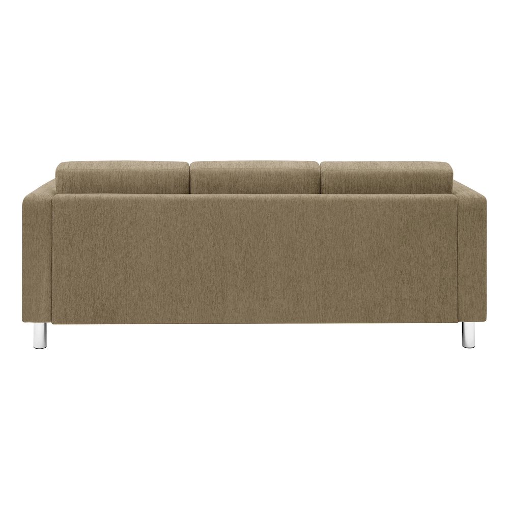 Pacific Sofa in Taupe Fabric with Chrome Legs. Picture 7