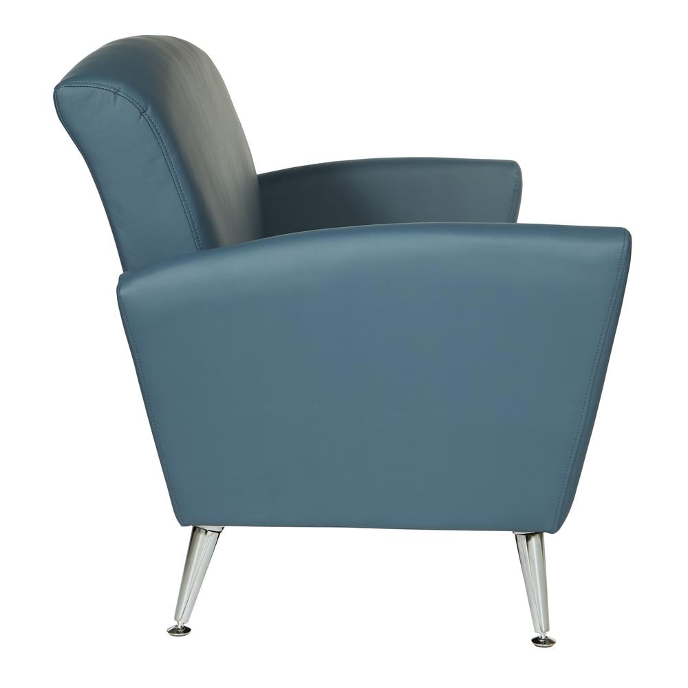Loveseat in Dillon Blue Bonded Leather with Chrome Legs, SL50552-R105. Picture 3
