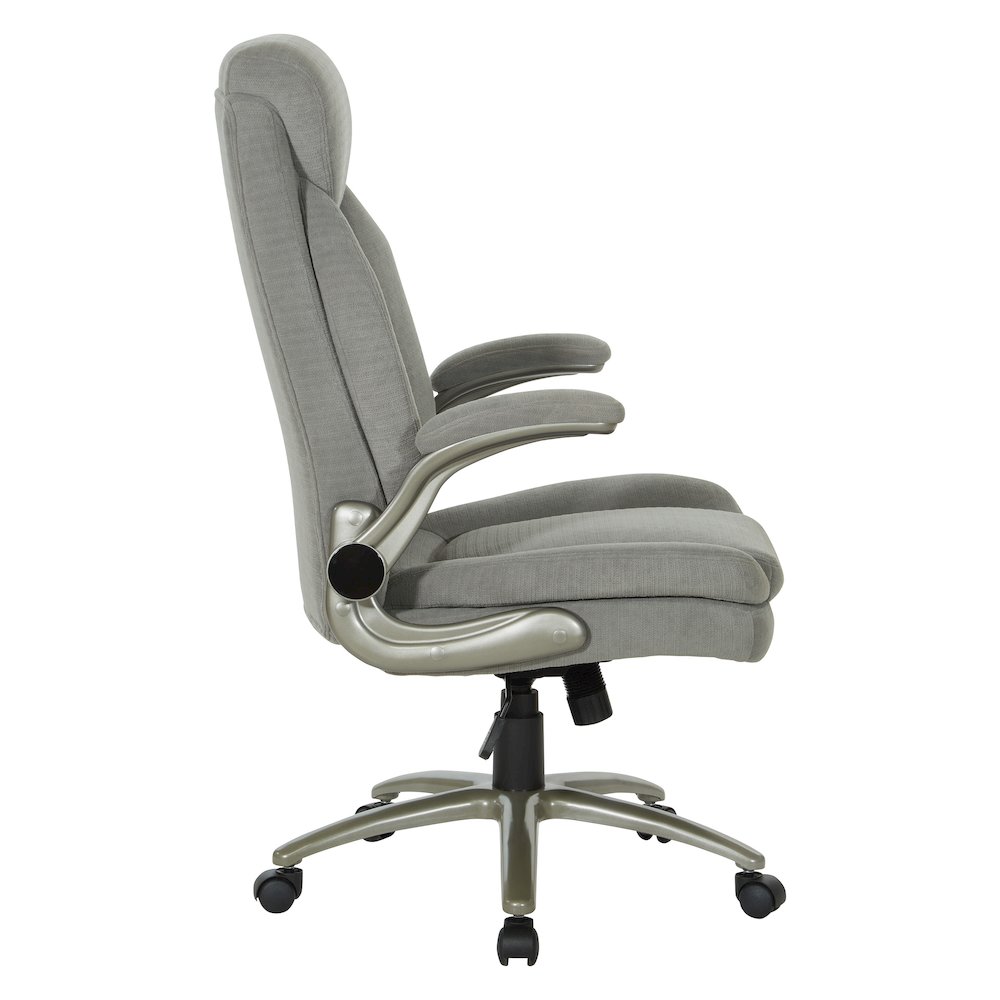Grey Fabric Big & Tall Chair with Padded Flip Arms and Titanium Base.. Picture 4