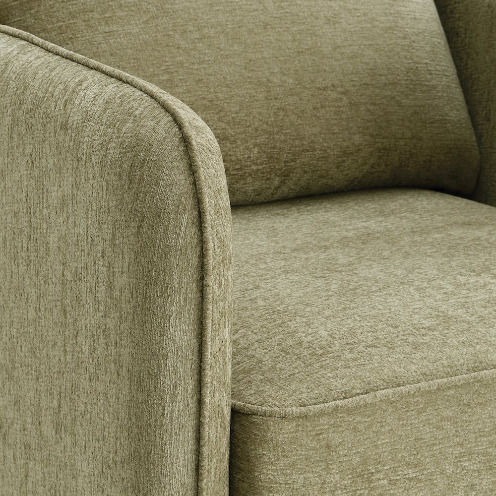 Newhaven Accent Chair in Sea Green Fabric with Black Metal Legs. Picture 8