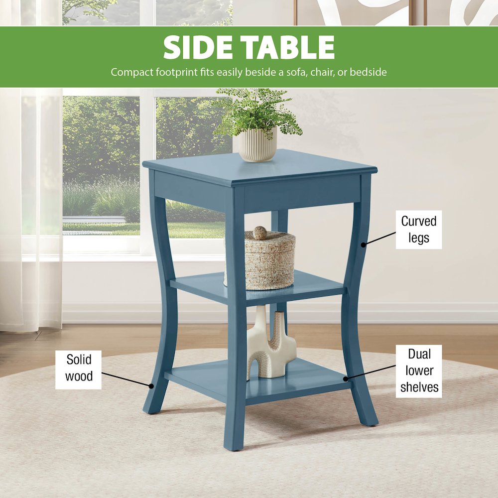 Golden Side Table in Blue Wood Finish. Picture 11