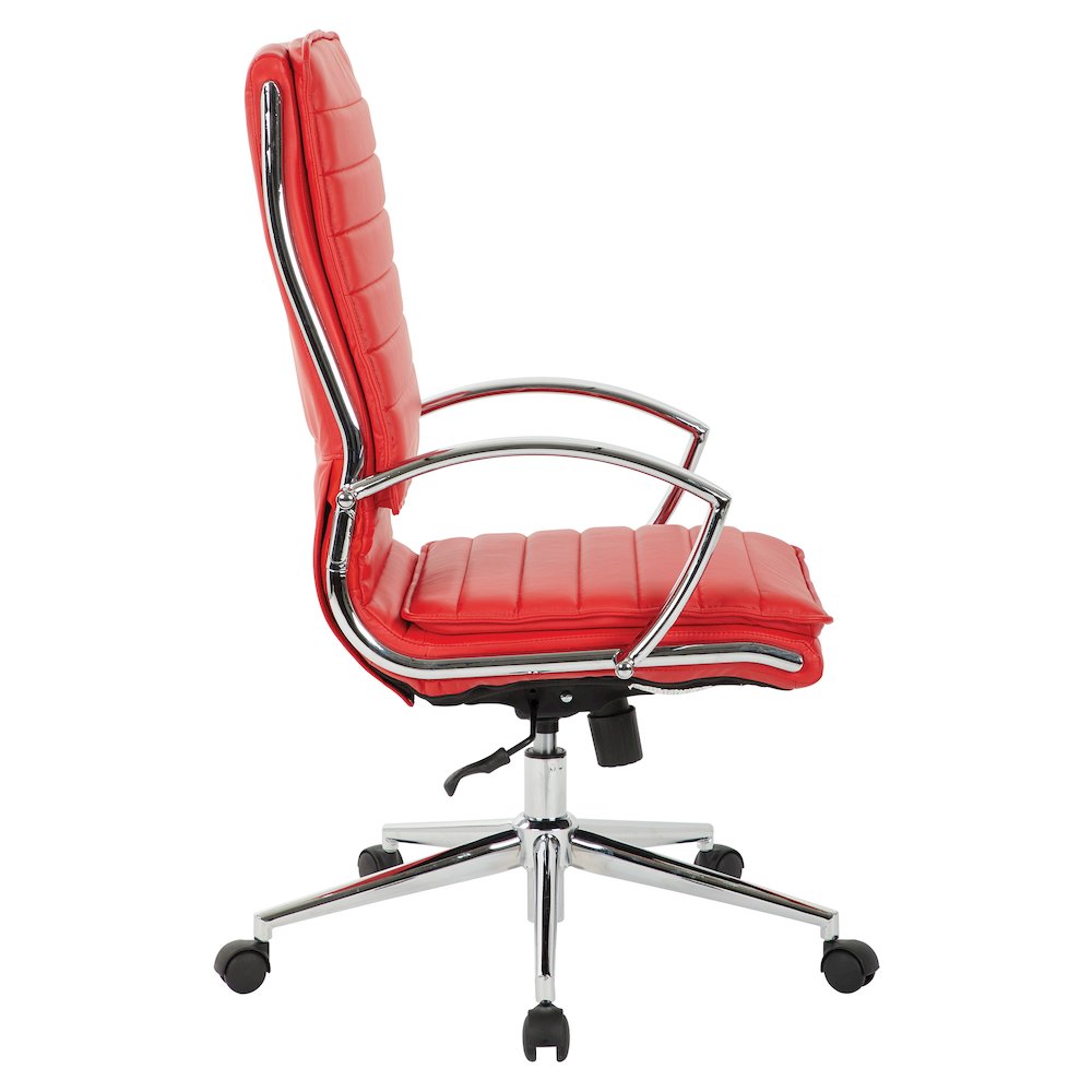 High Back Manager's Faux Leather Chair with Chrome Base, Removable Arm Sleeves. Picture 4