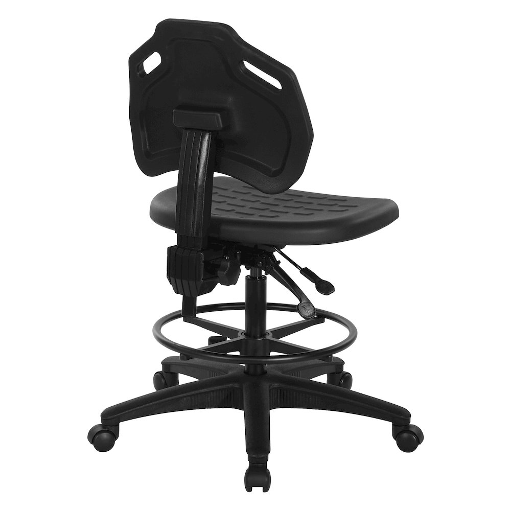 Black Self Skinned Urethane Intermediate Drafting Chair With Adjustable Black. Picture 5